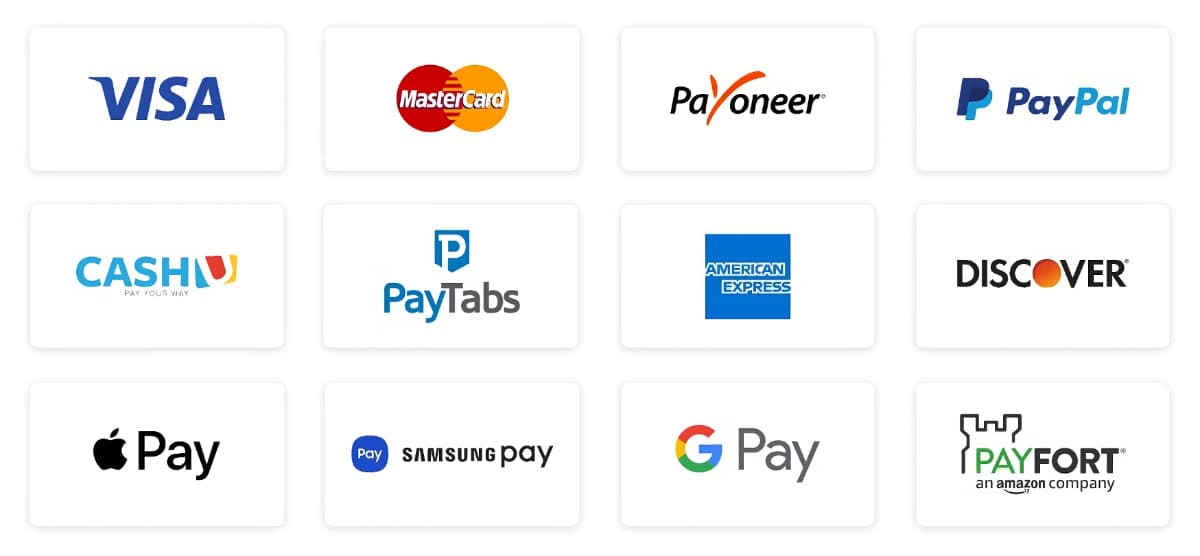 Différentes logos de méthode de paiement en ligne